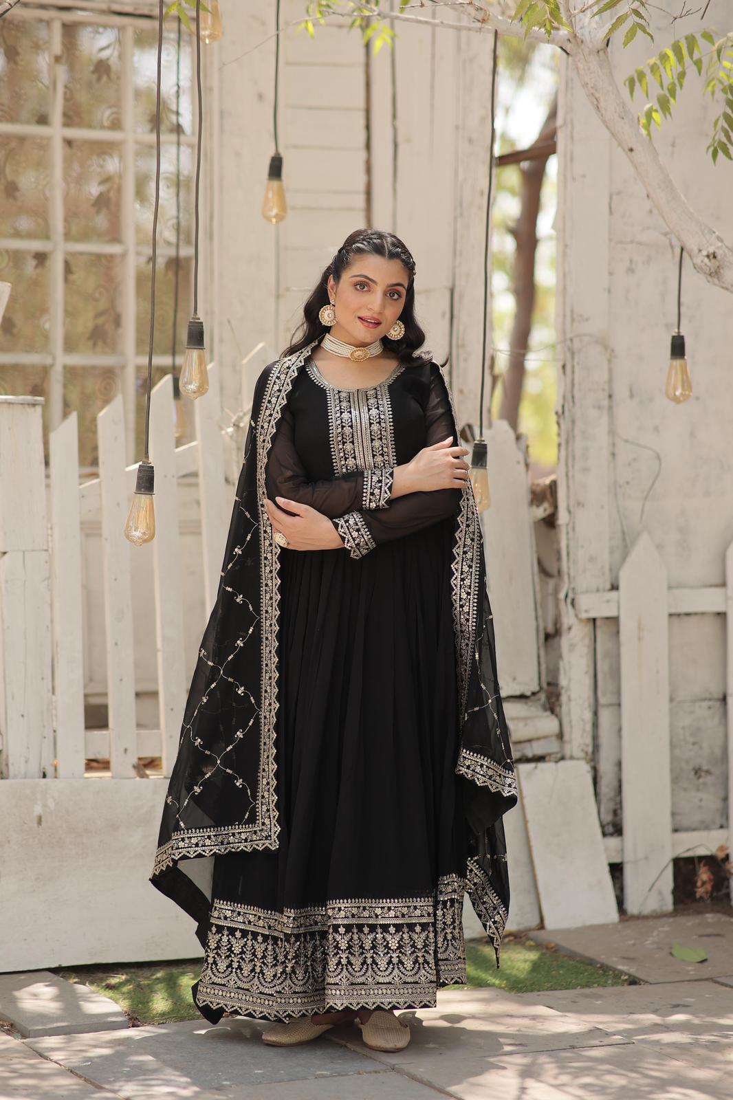 Blooming Rich Embroidered Anarkali Gown - Shopaholics Choice