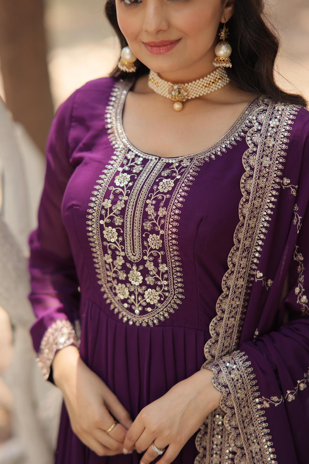Blooming Rich Embroidered Anarkali Gown - Shopaholics Choice