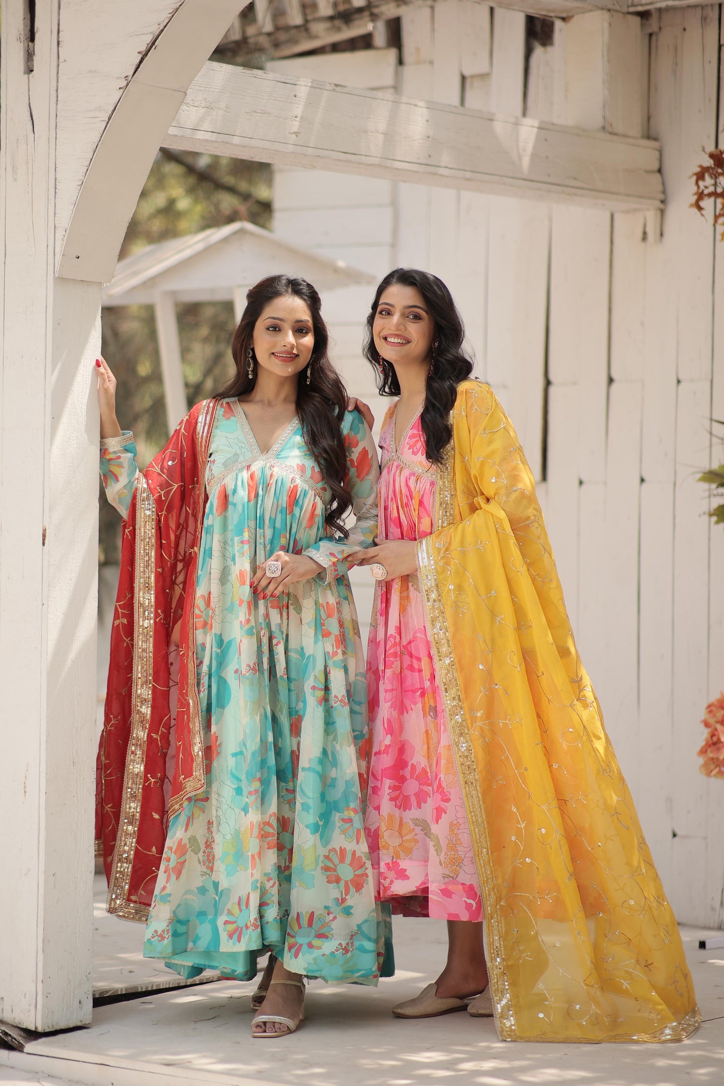 Russian Silk Floral Sequins Work Alia Anarkali - Shopaholics Choice