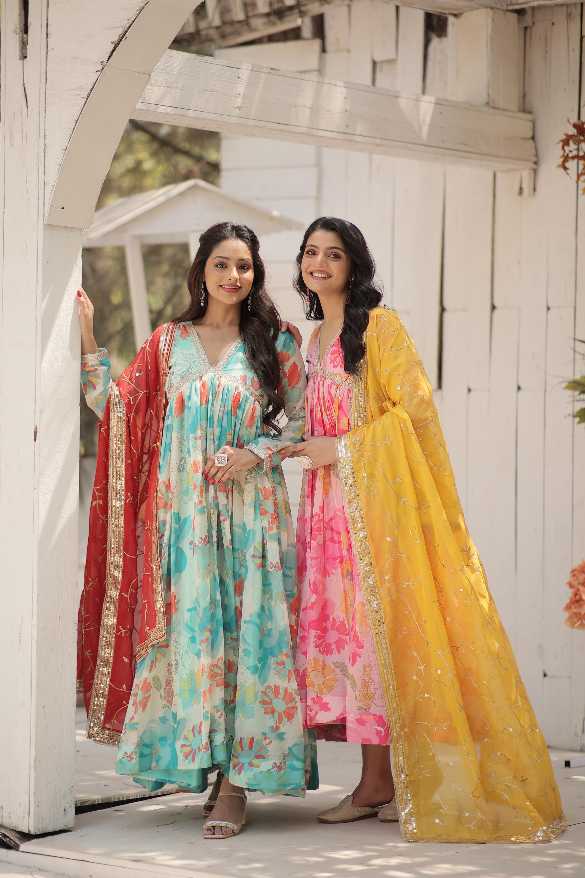 Russian Silk Floral Sequins Work Alia Anarkali - Shopaholics Choice