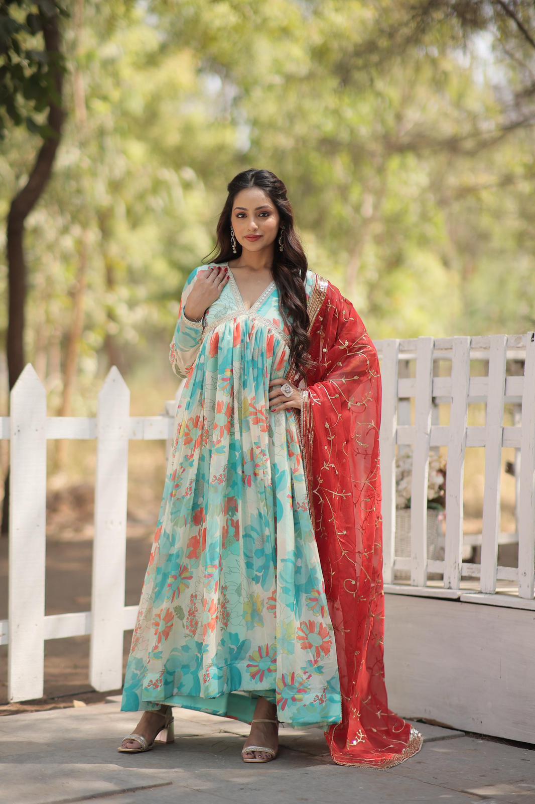 Russian Silk Floral Sequins Work Alia Anarkali - Shopaholics Choice