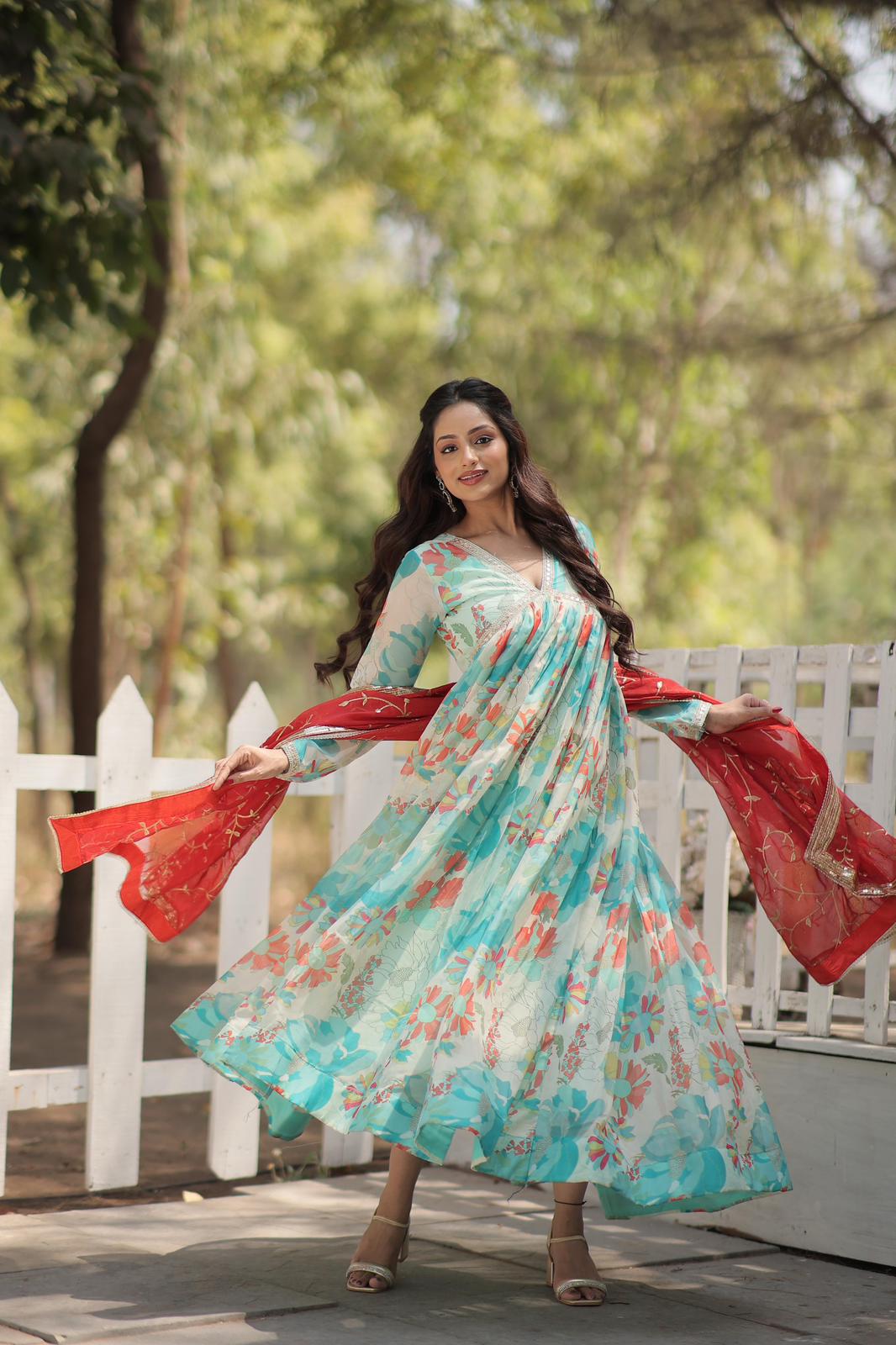 Russian Silk Floral Sequins Work Alia Anarkali - Shopaholics Choice