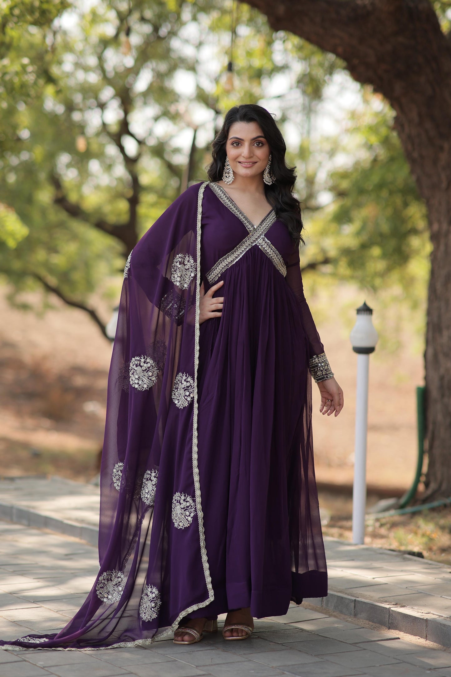 Solidcolour Faux Blooming Alia Cut Anarkali - Shopaholics Choice