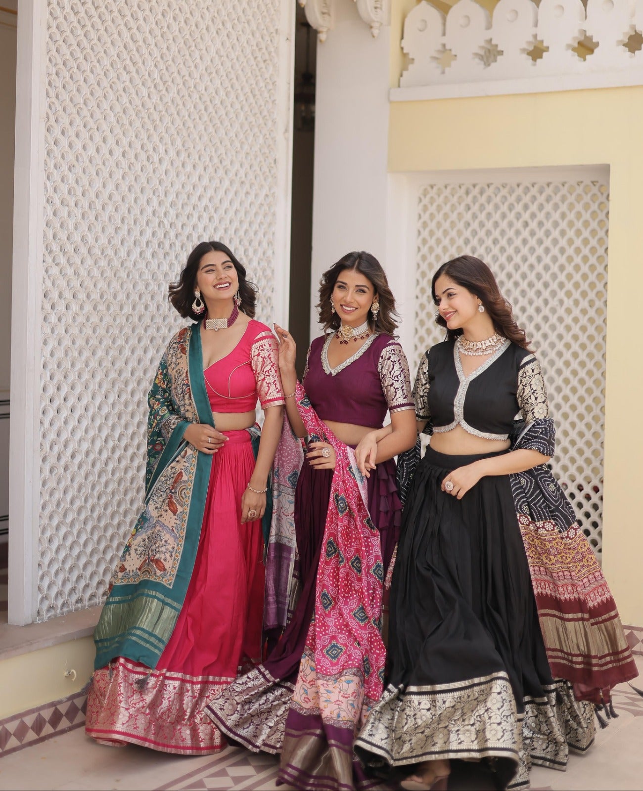 Solidcolour Viscose Jacquard Lehnga Choli - Shopaholics Choice