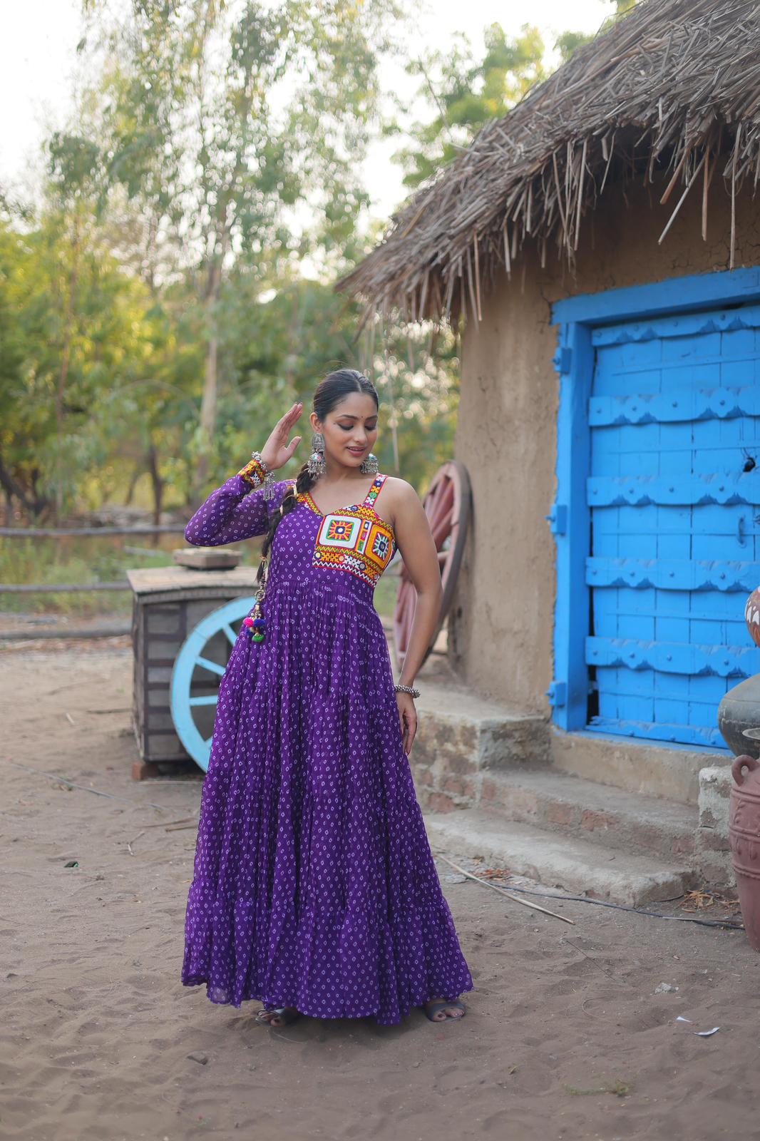 Georgette bandhni Kutchi Patchwork Gown - Shopaholics Choice