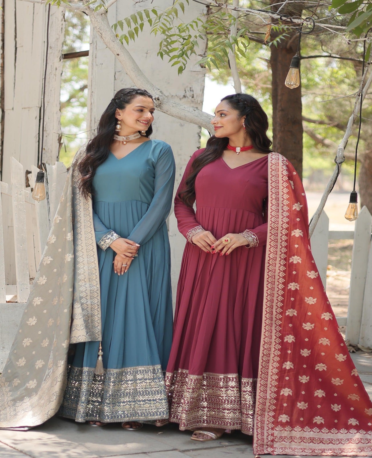 Georgette Rich Embroidered Border Anarkali Gown - Shopaholics Choice