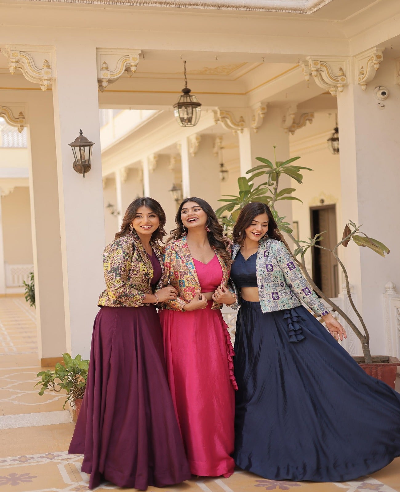 Solidcolour Chinon Koti Style Lehnga - Shopaholics Choice