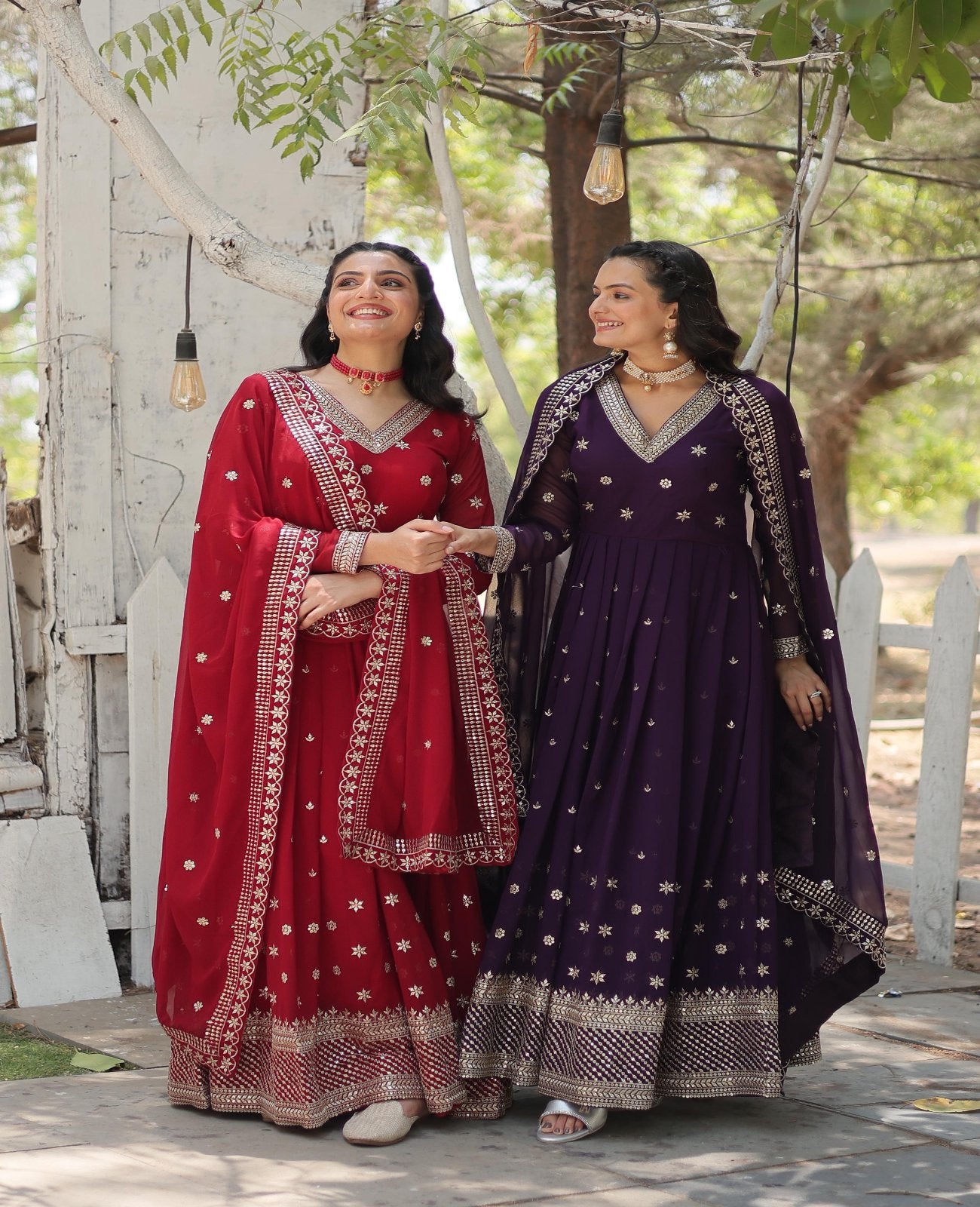 Solidcolour Faux Blooming Rice Sequins Work Anarkali - Shopaholics Choice