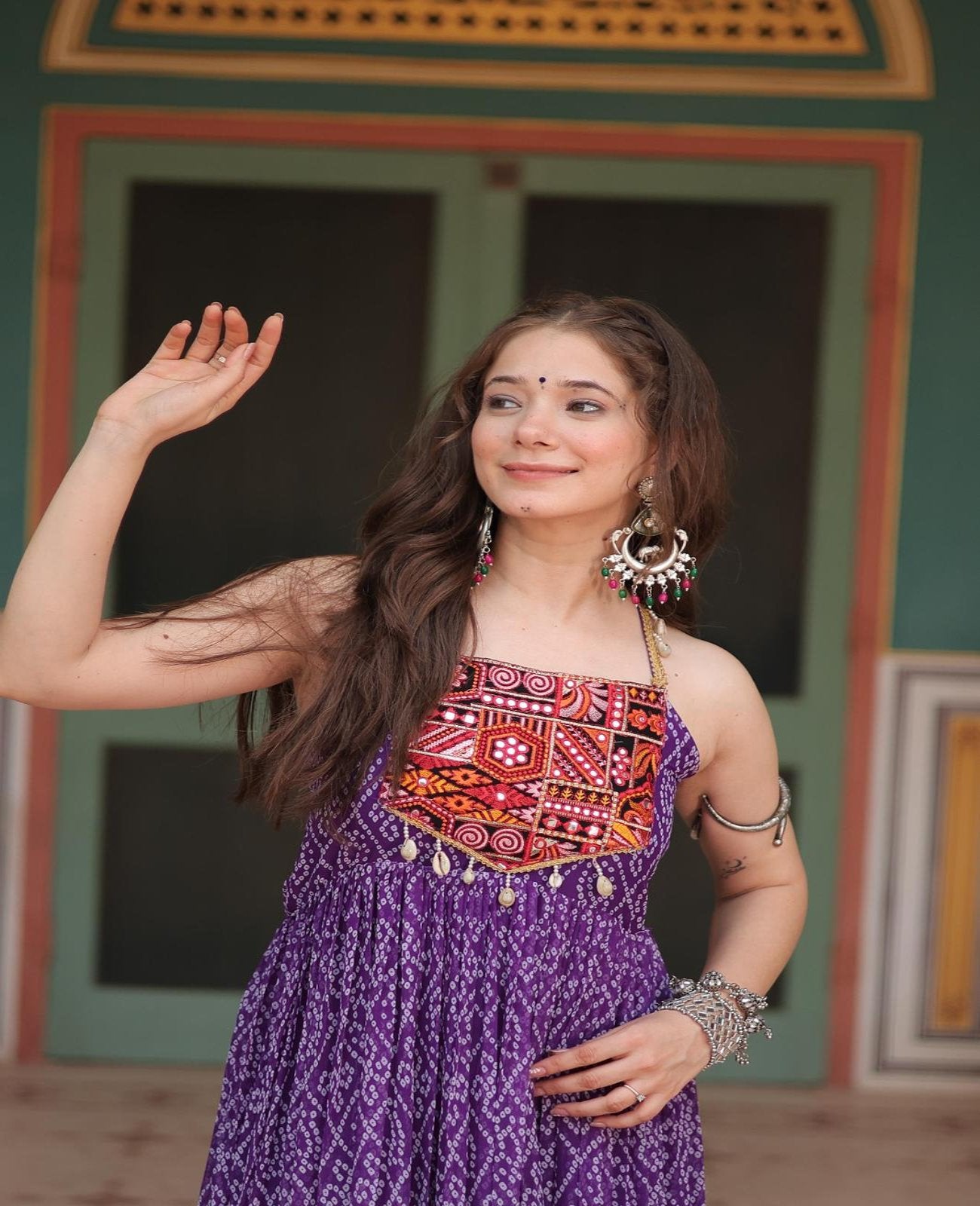 Georgette Bandhni Printed Kutchi Work Gown - Shopaholics Choice