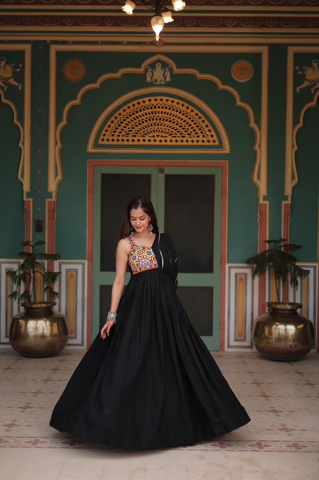 Solidcolour Rayon Garba Special Gown - Shopaholics Choice