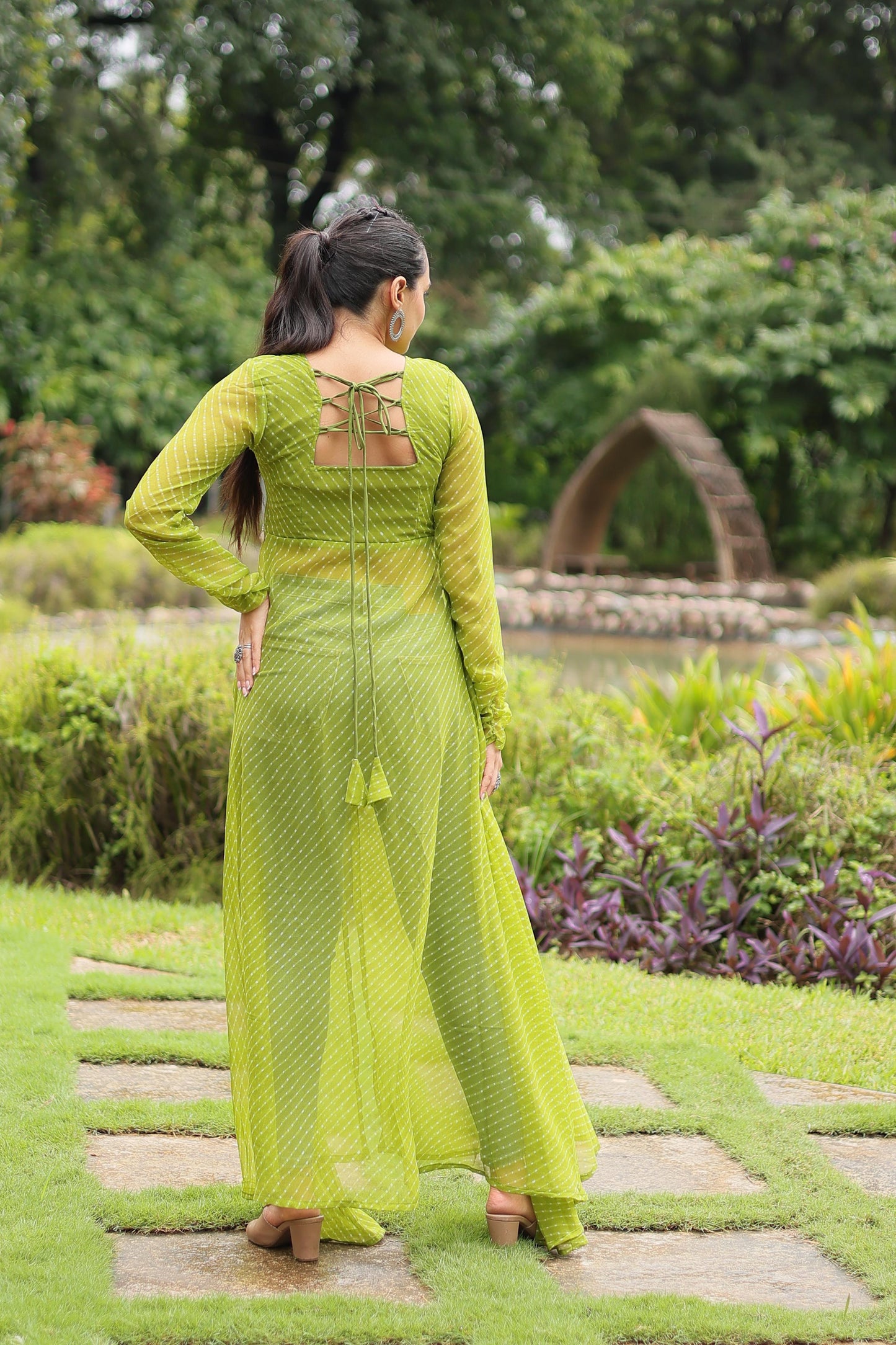 Georgette Lehriya Kutchi Patchwork Slit Kurti - Shopaholics Choice