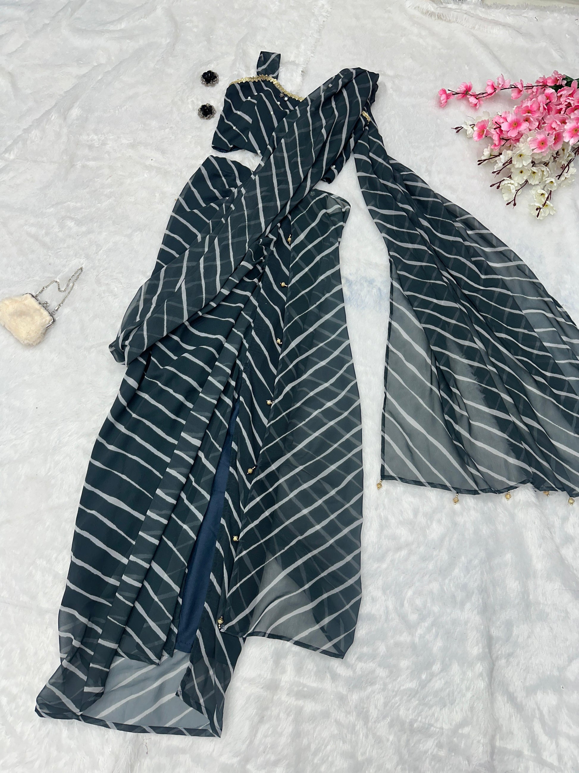 Georegette Printed Draped Indo Western - Shopaholics Choice