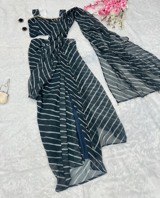 Georegette Printed Draped Indo Western - Shopaholics Choice