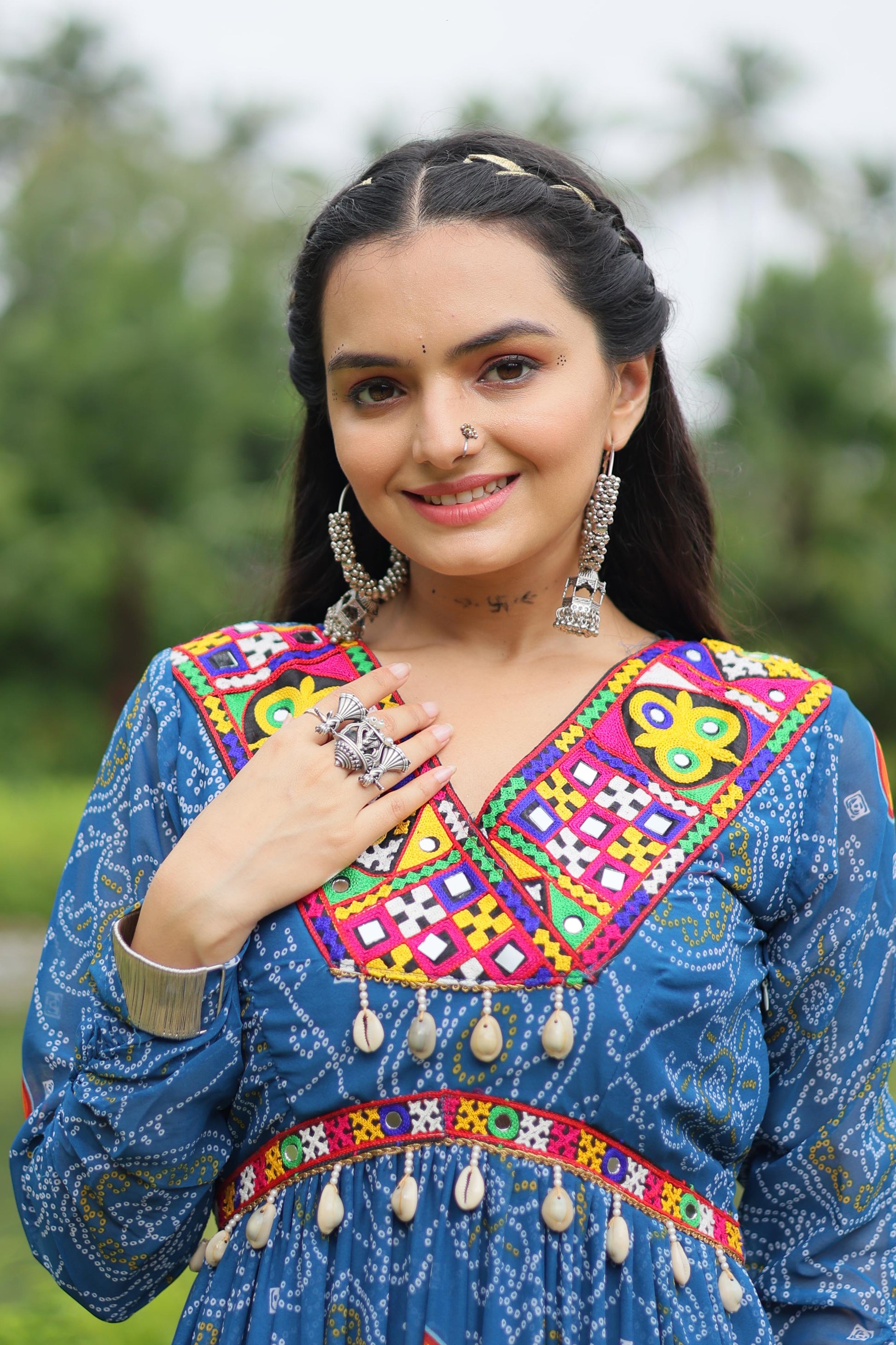 Georgette Bandhani Ruffle Flared Navaratri Gown - Shopaholics Choice