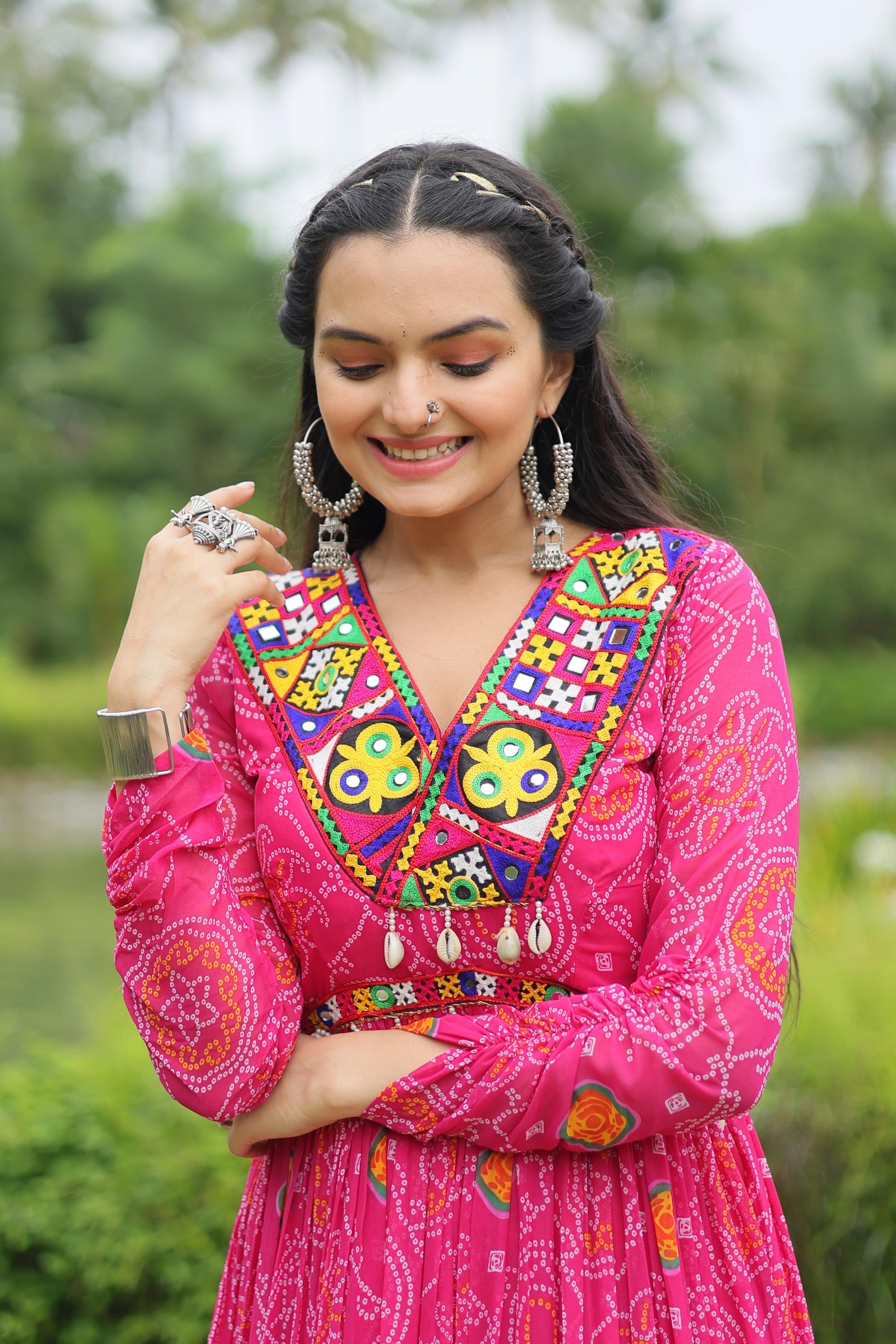 Georgette Bandhani Ruffle Flared Navaratri Gown - Shopaholics Choice