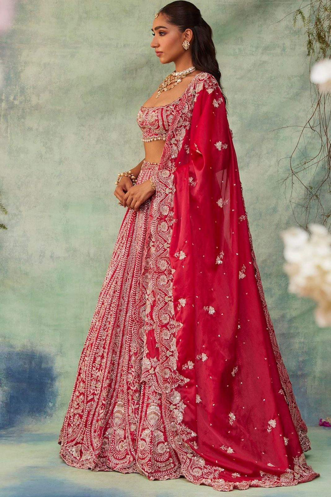 Bridal Red Boomer Silk Heavy Embroidery Work Lehnga Set - Shopaholics Choice