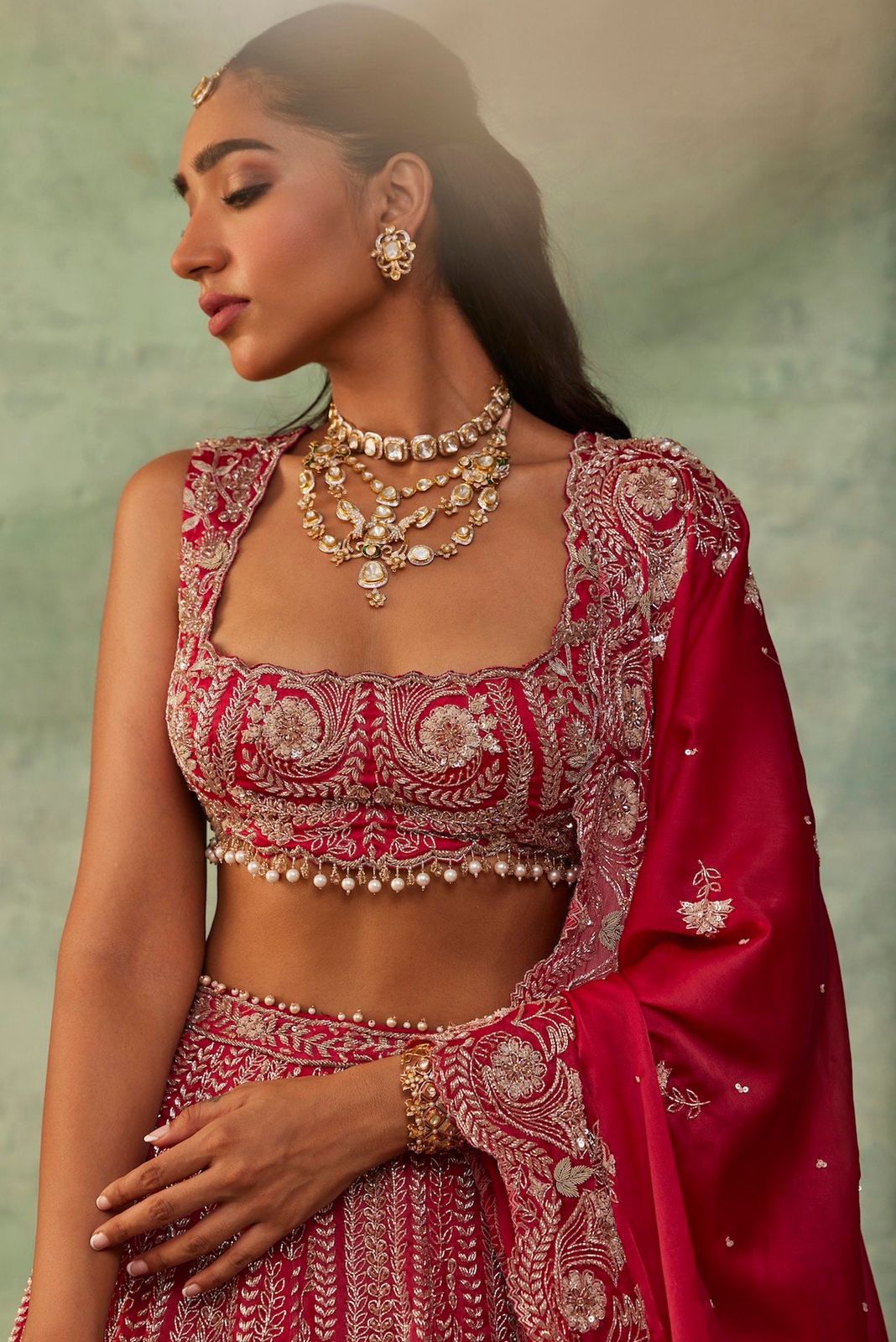 Bridal Red Boomer Silk Heavy Embroidery Work Lehnga Set - Shopaholics Choice