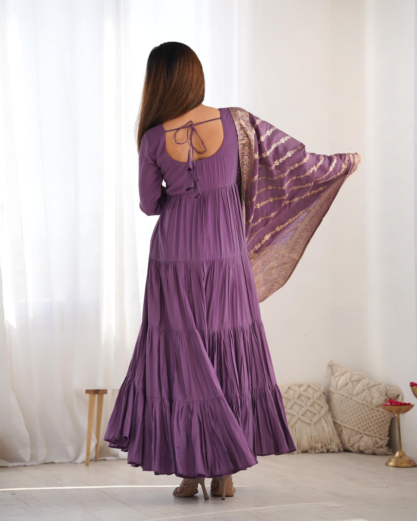 Solid Colour Romansilk Heavy Flared Anarkali Suit - Shopaholics Choice
