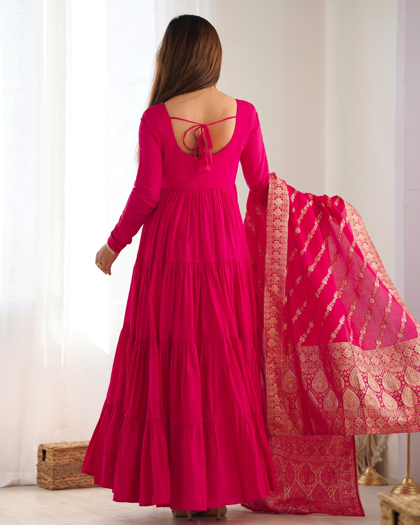 Solid Colour Romansilk Heavy Flared Anarkali Suit - Shopaholics Choice