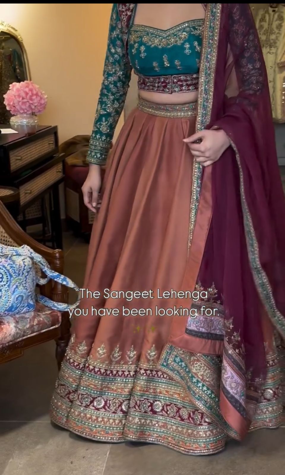 Crepe Silk Heavy Embroidery Work Lehnga Set - Shopaholics Choice