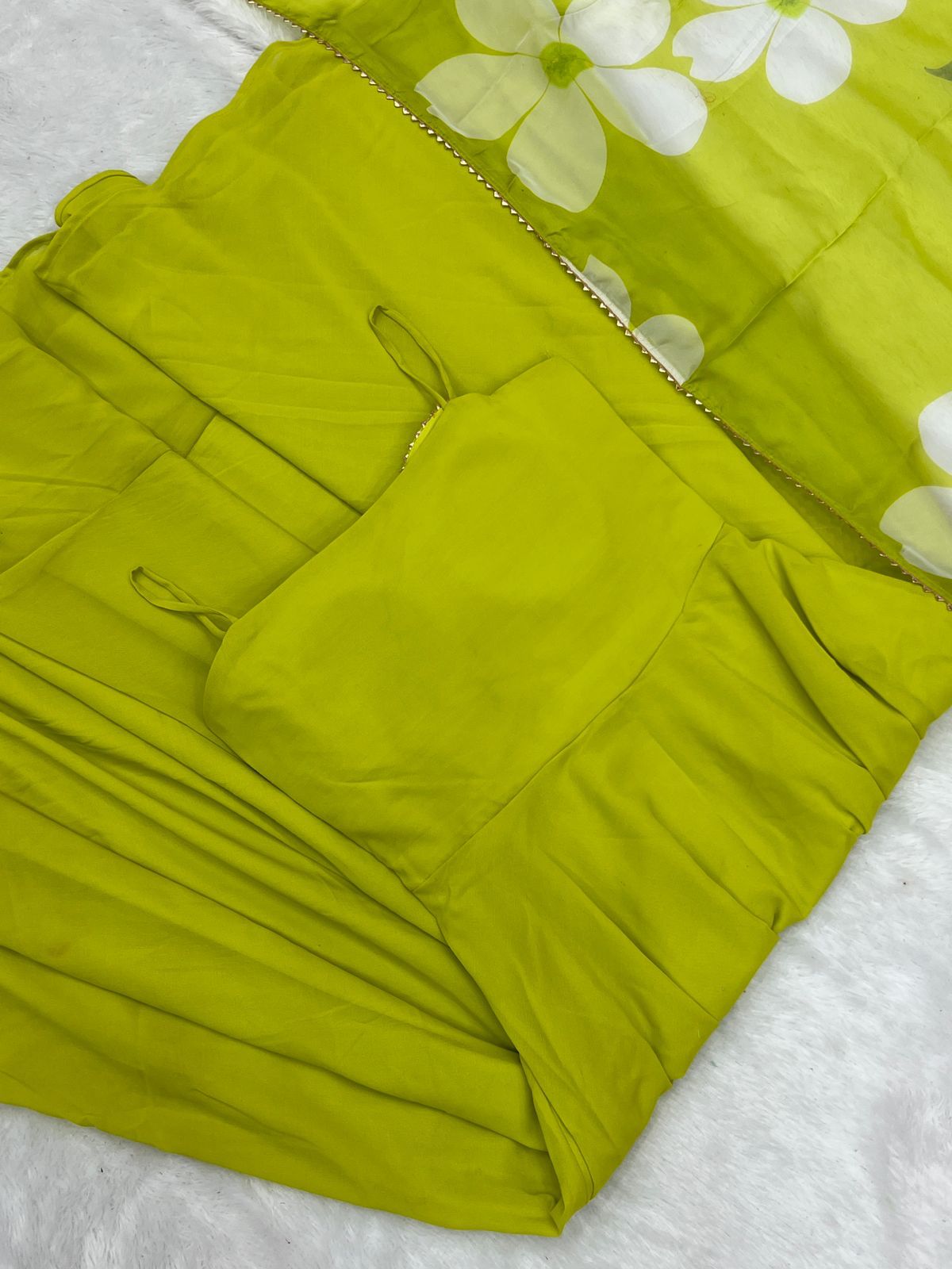 Solid Colour Faux Georgette Heavy Flared Anarkali Gown