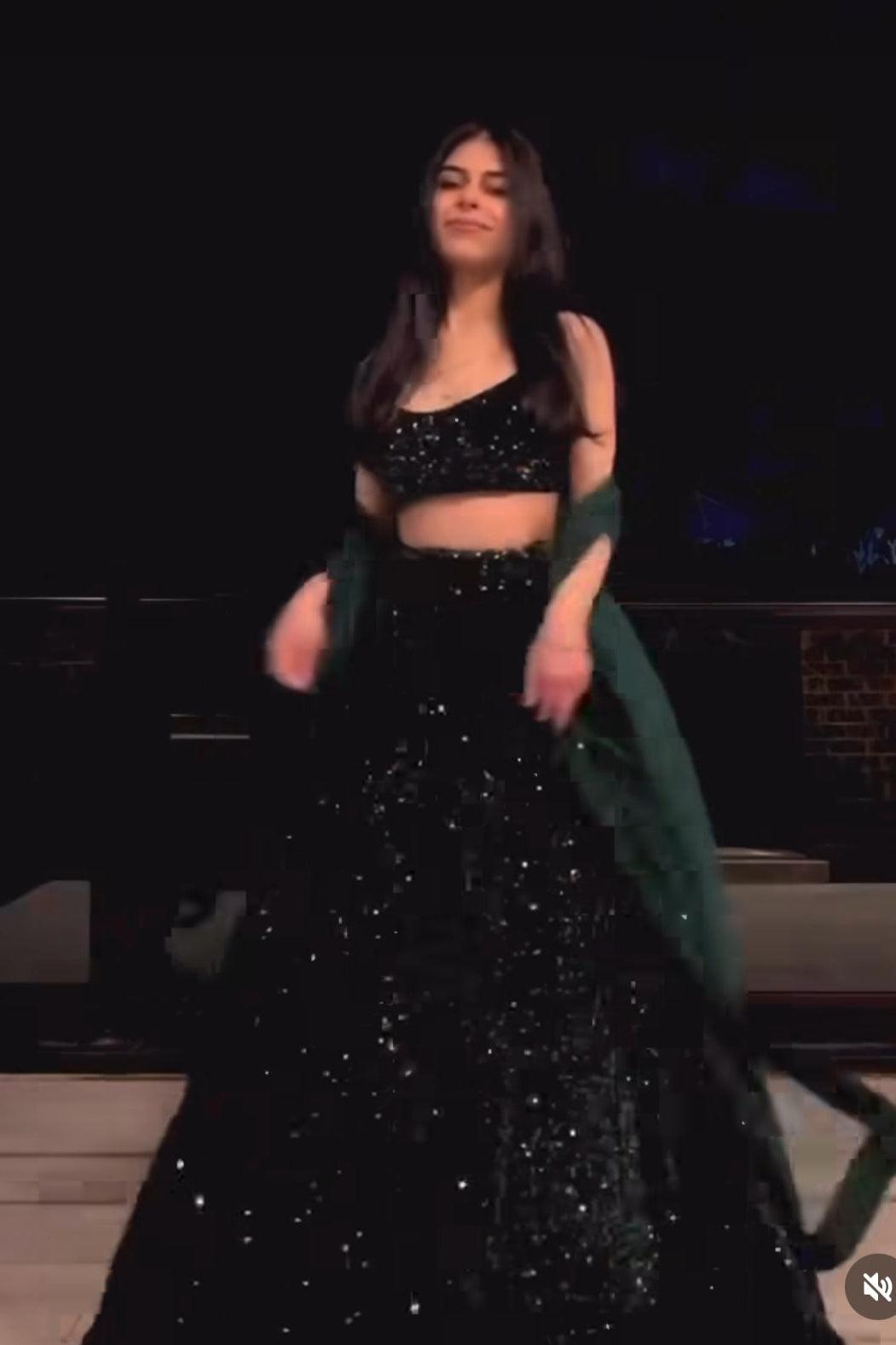 DarkGreen Velvet Heavy Sequins Lehnga