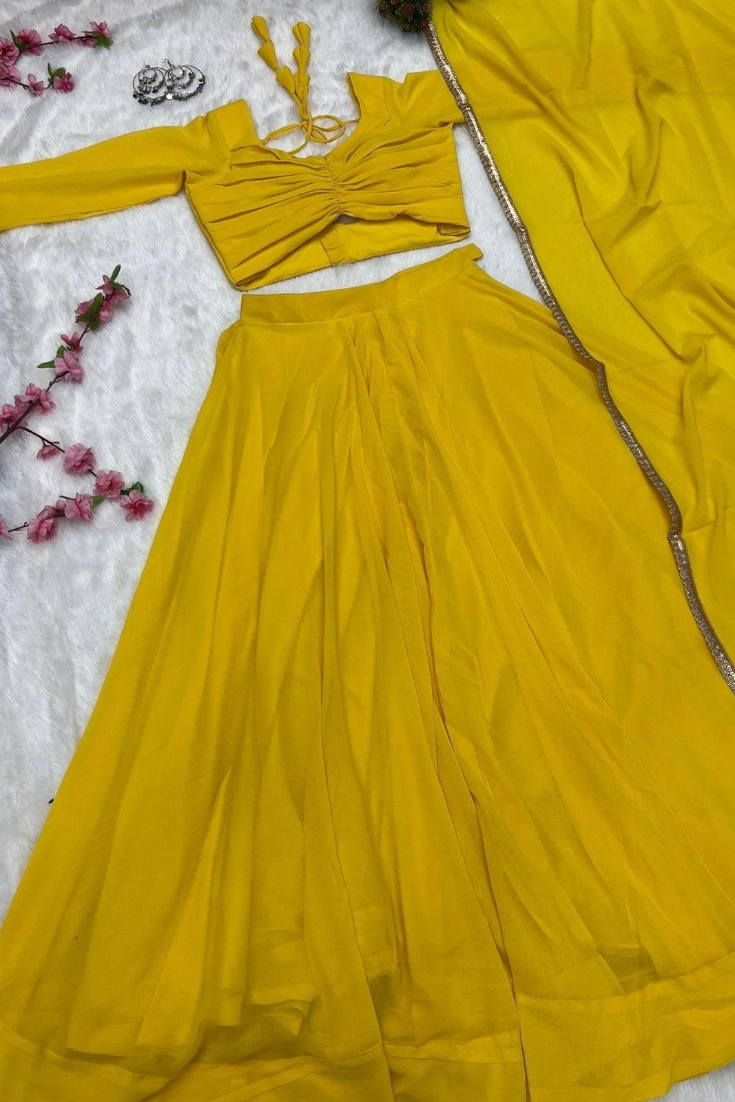 Solid Colour Soft Georgette Flared Lehnga
