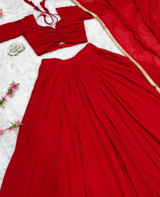 Solid Colour Soft Georgette Flared Lehnga